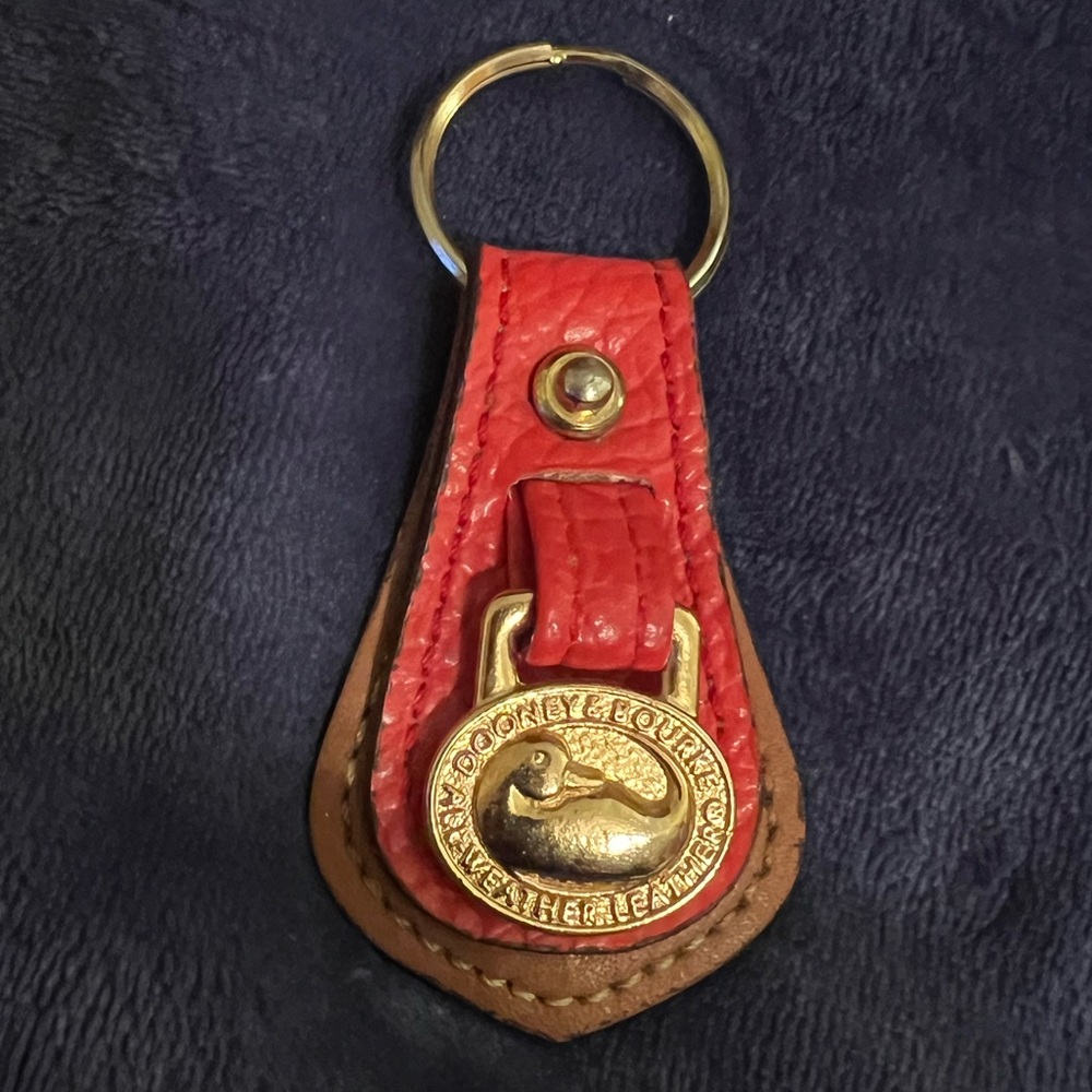 Dooney & Bourke Red Leather Key Holder with Gold Accents